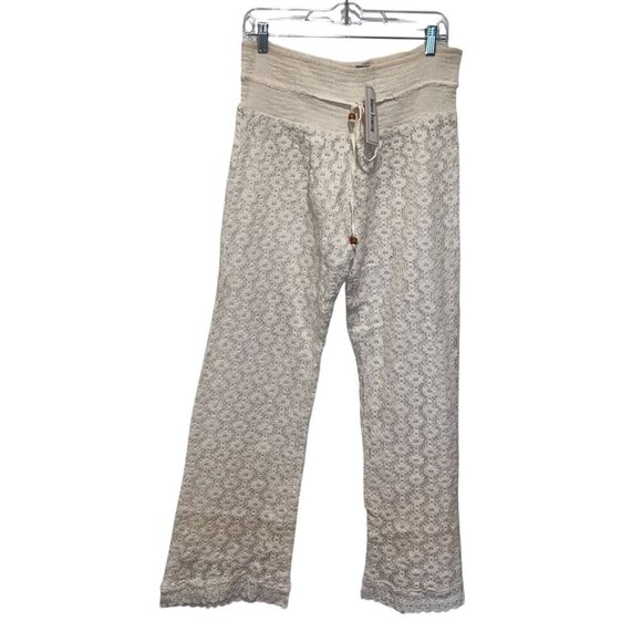 NWT Liam Hangs White Crochet Boho Cover-up Women's Pants Size L/XL - Picture 1 of 11